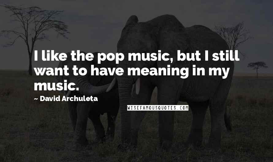 David Archuleta Quotes: I like the pop music, but I still want to have meaning in my music.