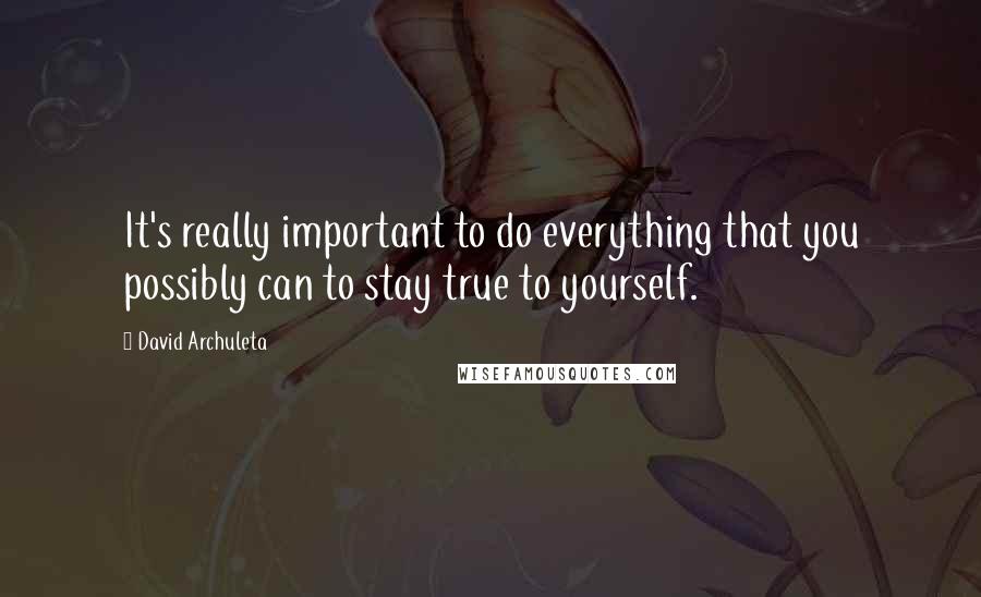 David Archuleta Quotes: It's really important to do everything that you possibly can to stay true to yourself.