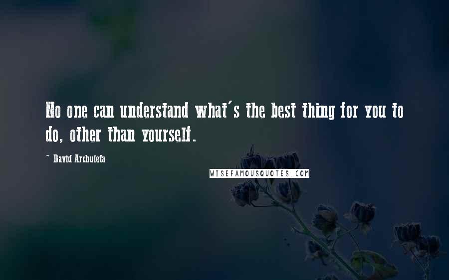 David Archuleta Quotes: No one can understand what's the best thing for you to do, other than yourself.