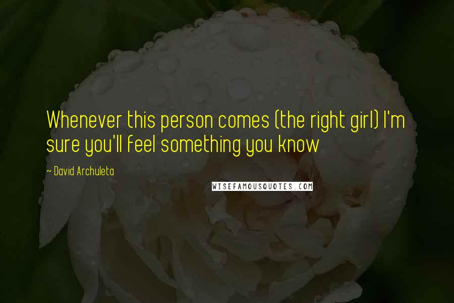 David Archuleta Quotes: Whenever this person comes (the right girl) I'm sure you'll feel something you know