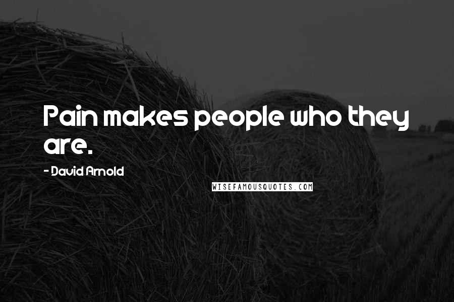 David Arnold Quotes: Pain makes people who they are.