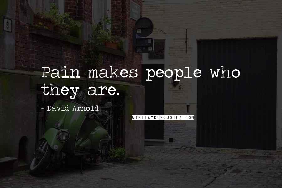 David Arnold Quotes: Pain makes people who they are.