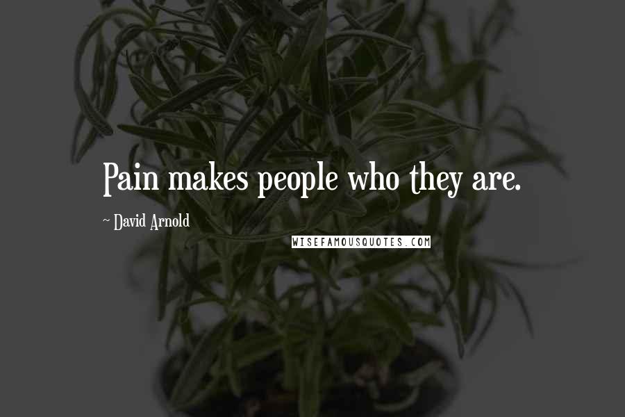 David Arnold Quotes: Pain makes people who they are.