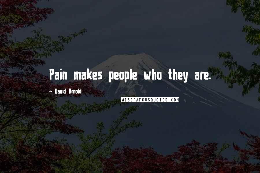 David Arnold Quotes: Pain makes people who they are.