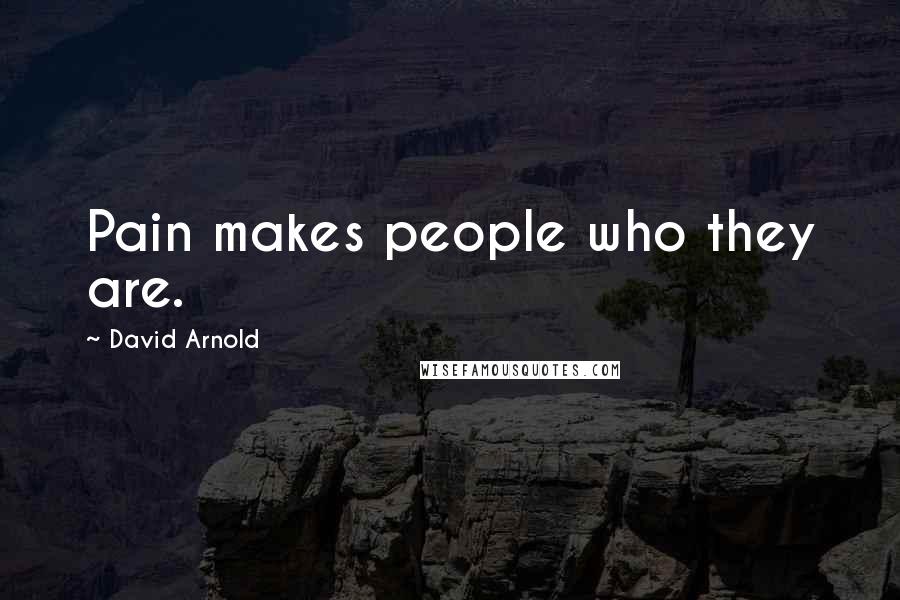 David Arnold Quotes: Pain makes people who they are.