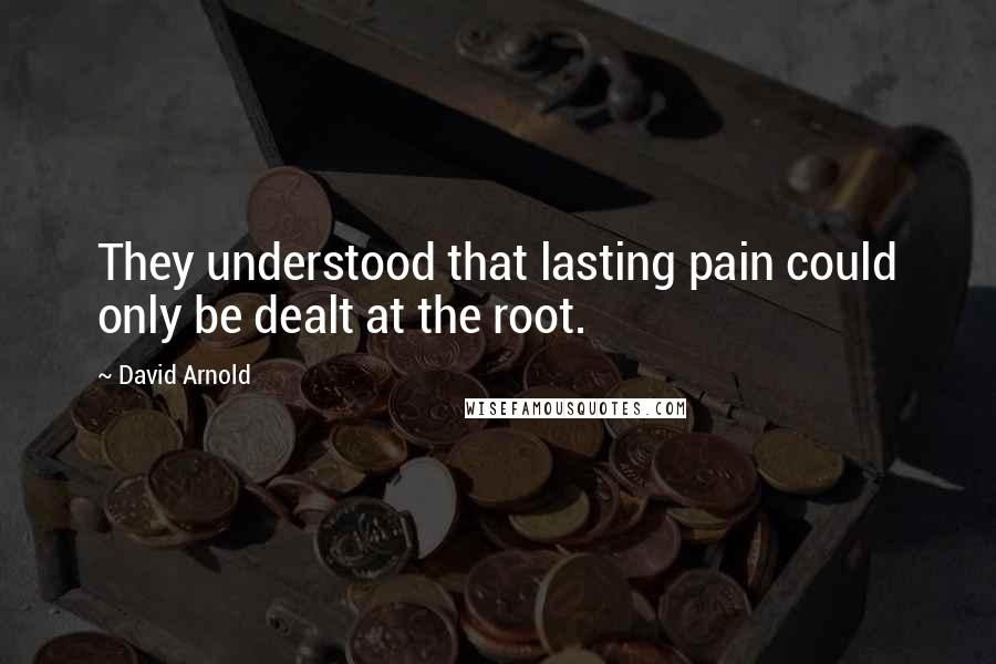 David Arnold Quotes: They understood that lasting pain could only be dealt at the root.