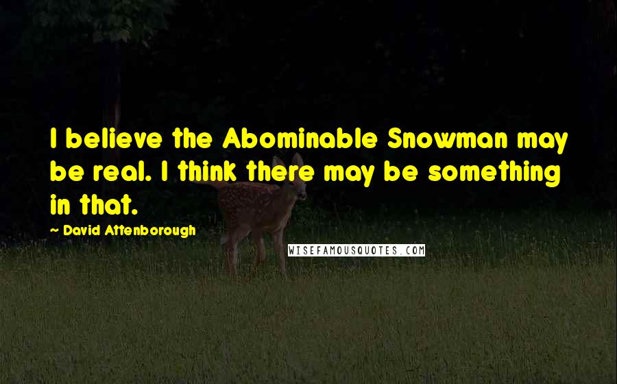 David Attenborough Quotes: I believe the Abominable Snowman may be real. I think there may be something in that.