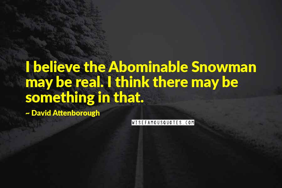 David Attenborough Quotes: I believe the Abominable Snowman may be real. I think there may be something in that.