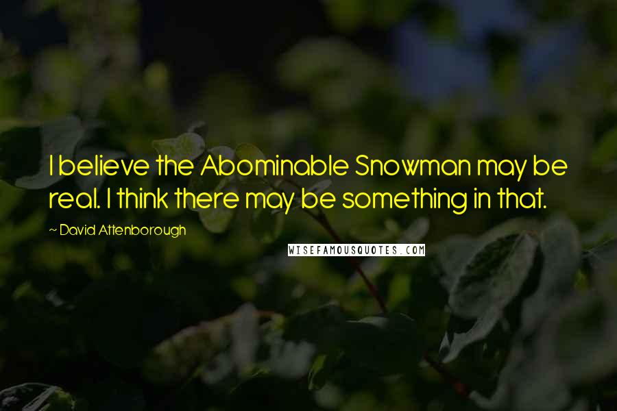 David Attenborough Quotes: I believe the Abominable Snowman may be real. I think there may be something in that.