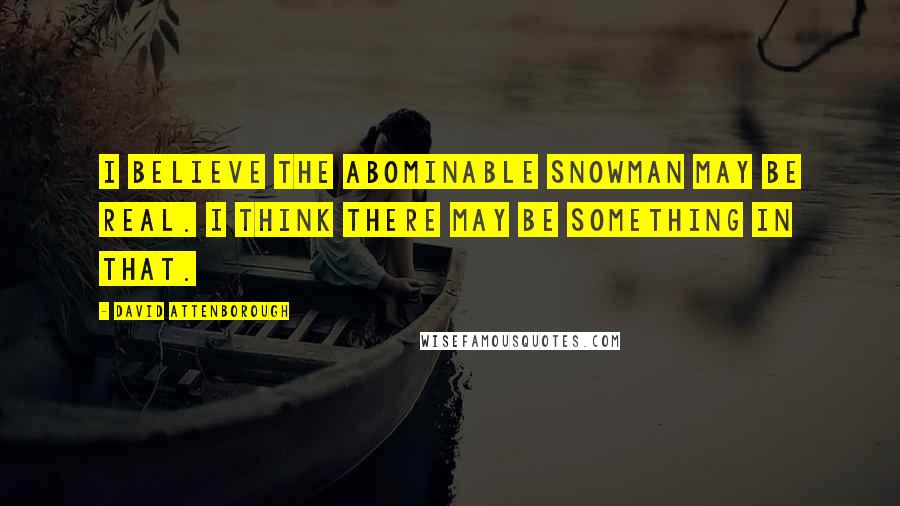 David Attenborough Quotes: I believe the Abominable Snowman may be real. I think there may be something in that.