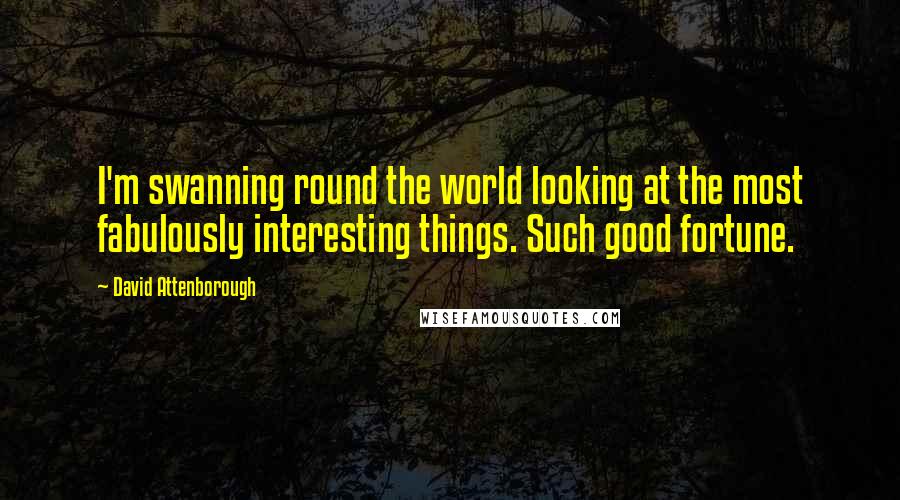 David Attenborough Quotes: I'm swanning round the world looking at the most fabulously interesting things. Such good fortune.