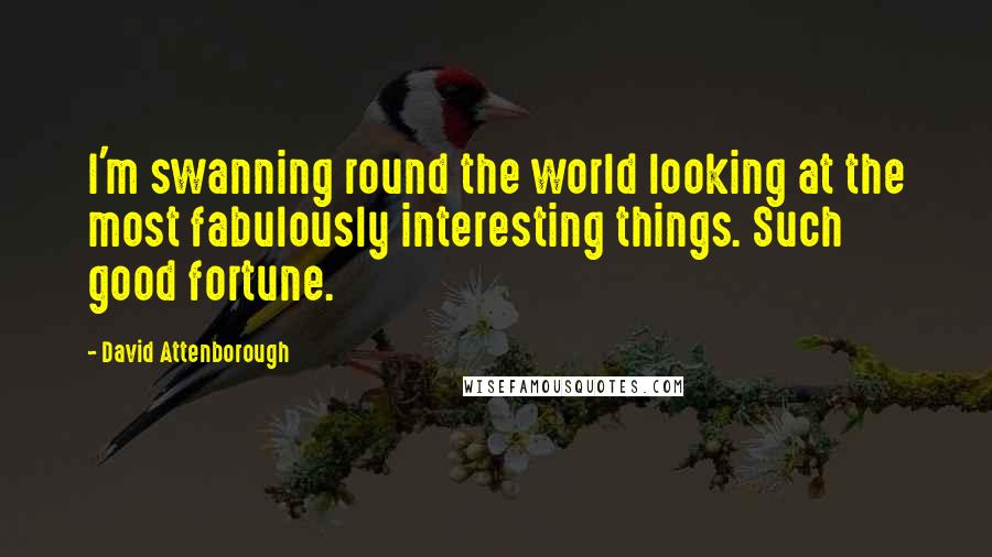 David Attenborough Quotes: I'm swanning round the world looking at the most fabulously interesting things. Such good fortune.