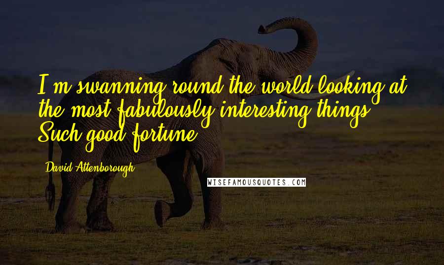 David Attenborough Quotes: I'm swanning round the world looking at the most fabulously interesting things. Such good fortune.