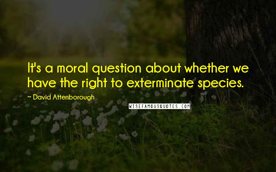 David Attenborough Quotes: It's a moral question about whether we have the right to exterminate species.