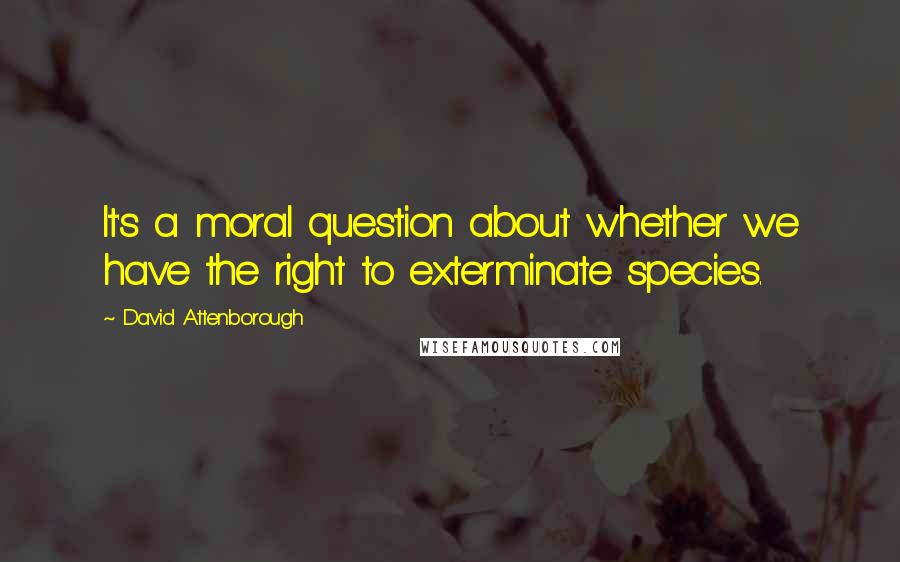 David Attenborough Quotes: It's a moral question about whether we have the right to exterminate species.