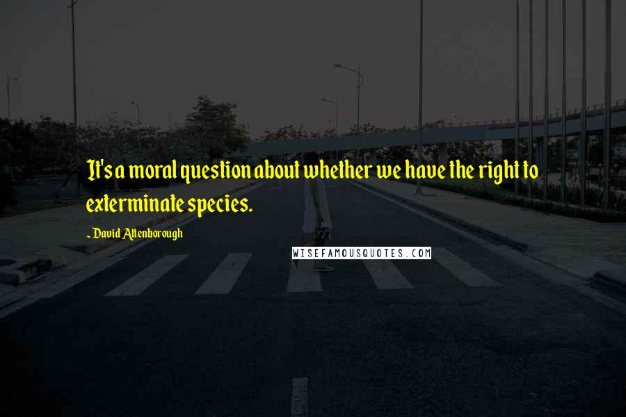 David Attenborough Quotes: It's a moral question about whether we have the right to exterminate species.