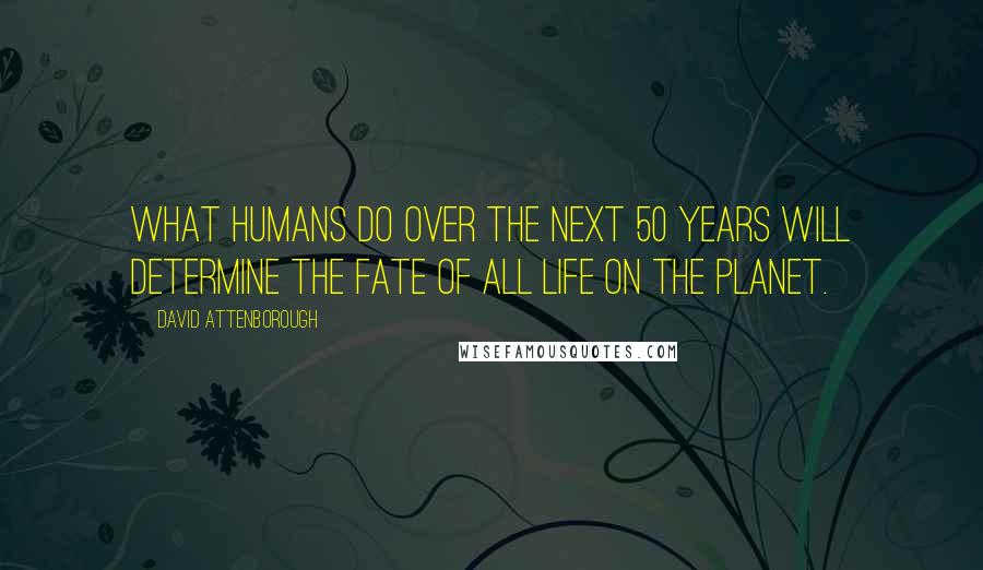 David Attenborough Quotes: What humans do over the next 50 years will determine the fate of all life on the planet.