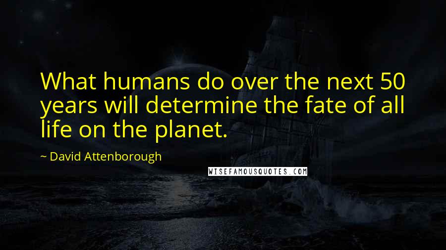David Attenborough Quotes: What humans do over the next 50 years will determine the fate of all life on the planet.