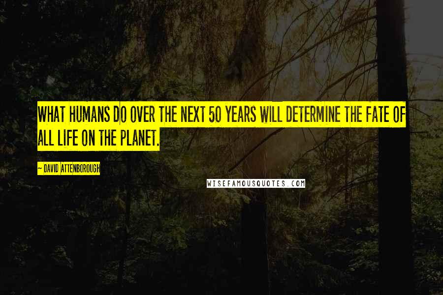 David Attenborough Quotes: What humans do over the next 50 years will determine the fate of all life on the planet.