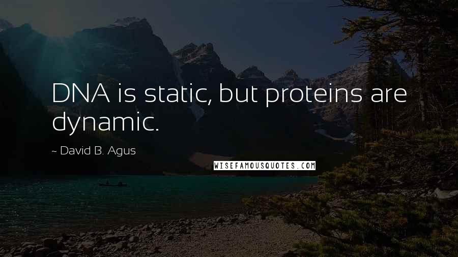 David B. Agus Quotes: DNA is static, but proteins are dynamic.
