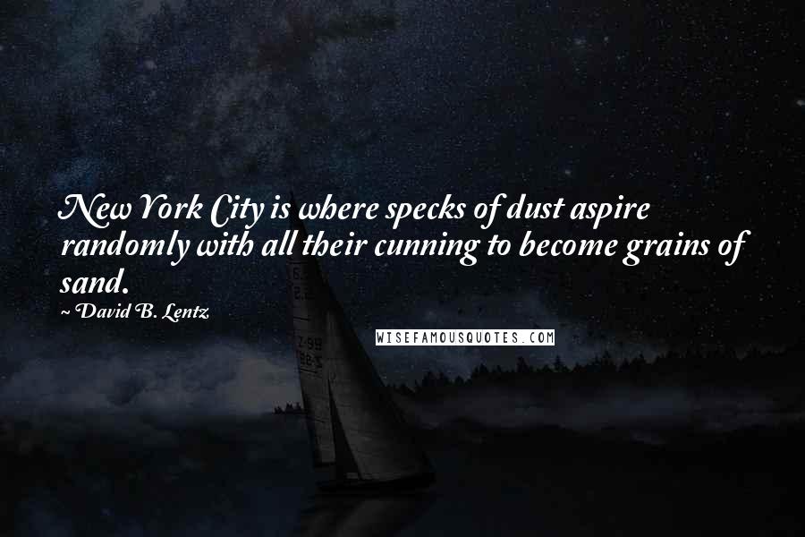 David B. Lentz Quotes: New York City is where specks of dust aspire randomly with all their cunning to become grains of sand.