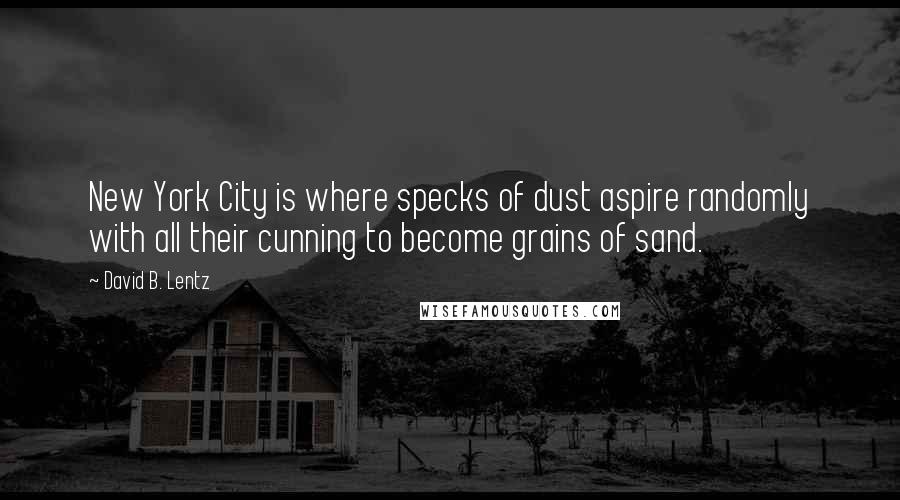 David B. Lentz Quotes: New York City is where specks of dust aspire randomly with all their cunning to become grains of sand.