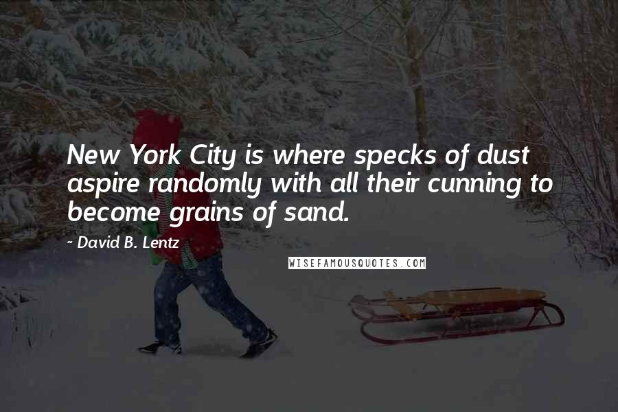 David B. Lentz Quotes: New York City is where specks of dust aspire randomly with all their cunning to become grains of sand.