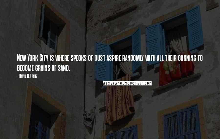 David B. Lentz Quotes: New York City is where specks of dust aspire randomly with all their cunning to become grains of sand.