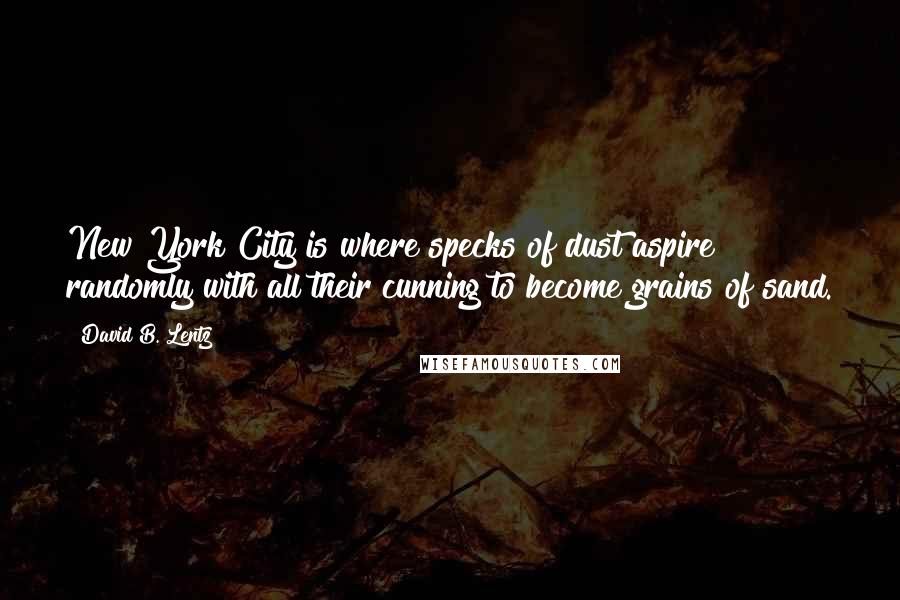 David B. Lentz Quotes: New York City is where specks of dust aspire randomly with all their cunning to become grains of sand.