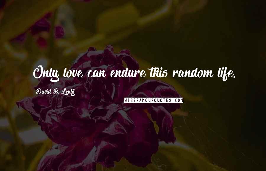 David B. Lentz Quotes: Only love can endure this random life.