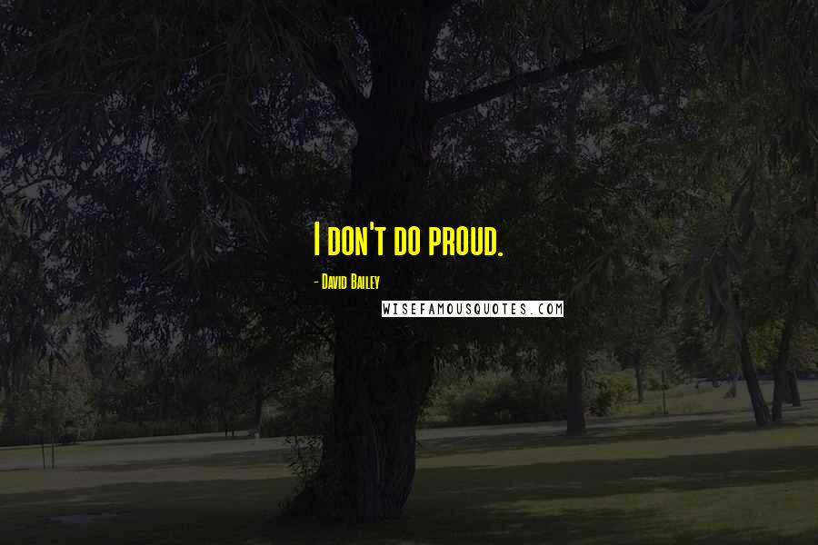 David Bailey Quotes: I don't do proud.