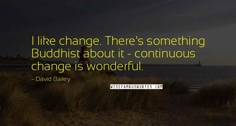 David Bailey Quotes: I like change. There's something Buddhist about it - continuous change is wonderful.