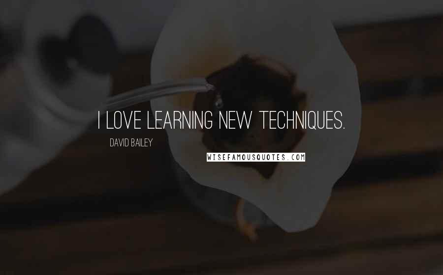 David Bailey Quotes: I love learning new techniques.