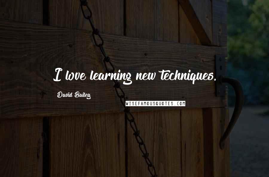 David Bailey Quotes: I love learning new techniques.