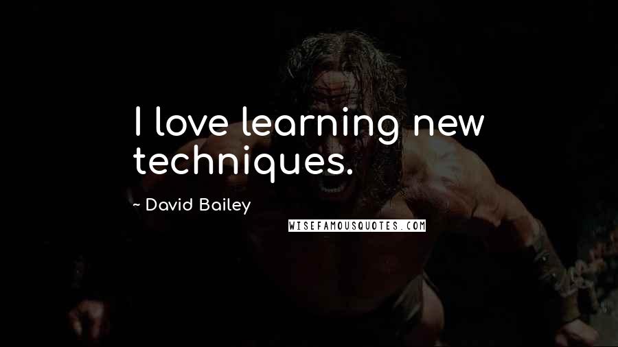 David Bailey Quotes: I love learning new techniques.