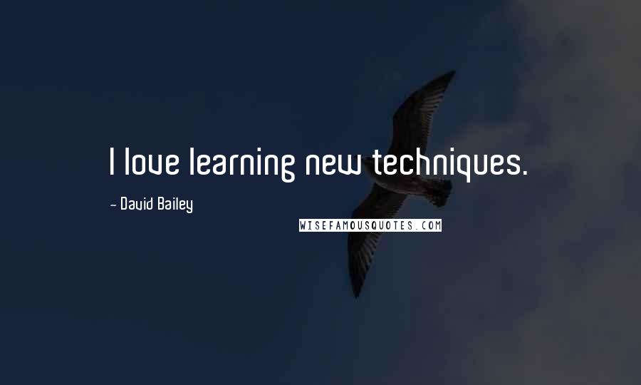 David Bailey Quotes: I love learning new techniques.
