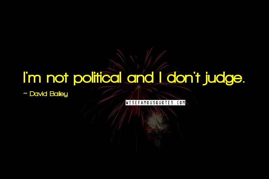 David Bailey Quotes: I'm not political and I don't judge.