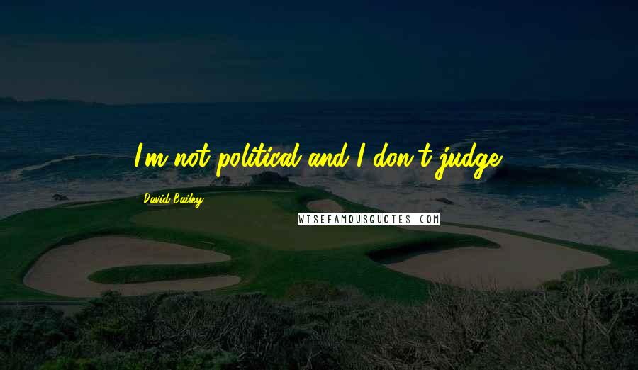 David Bailey Quotes: I'm not political and I don't judge.