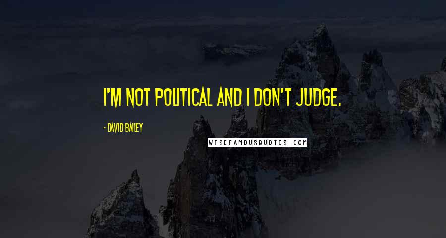 David Bailey Quotes: I'm not political and I don't judge.