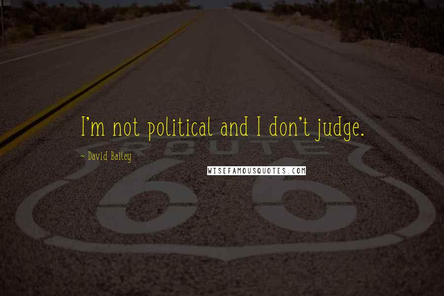 David Bailey Quotes: I'm not political and I don't judge.