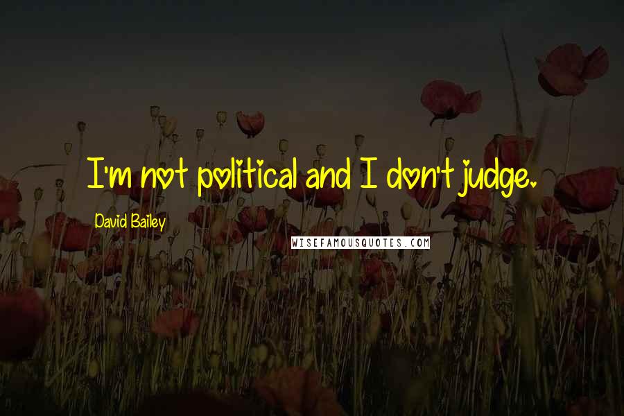 David Bailey Quotes: I'm not political and I don't judge.