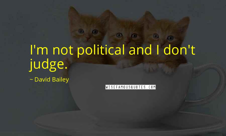 David Bailey Quotes: I'm not political and I don't judge.