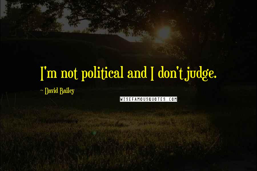 David Bailey Quotes: I'm not political and I don't judge.