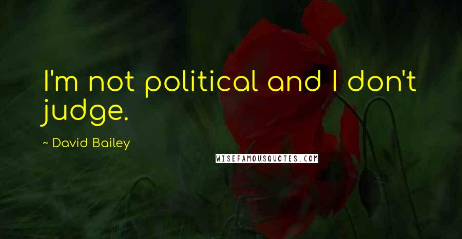 David Bailey Quotes: I'm not political and I don't judge.