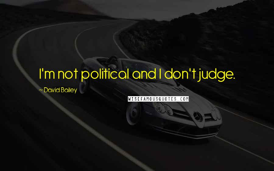 David Bailey Quotes: I'm not political and I don't judge.