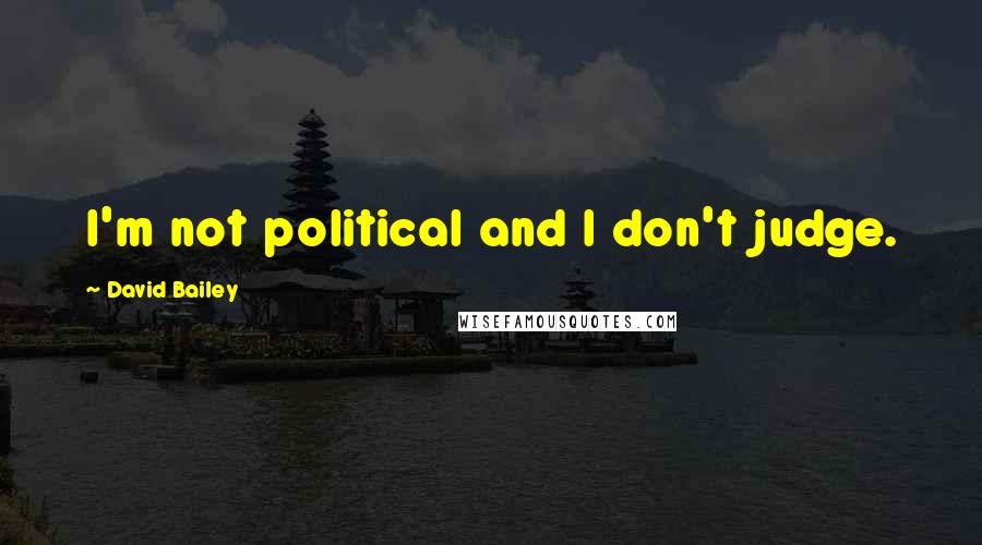 David Bailey Quotes: I'm not political and I don't judge.