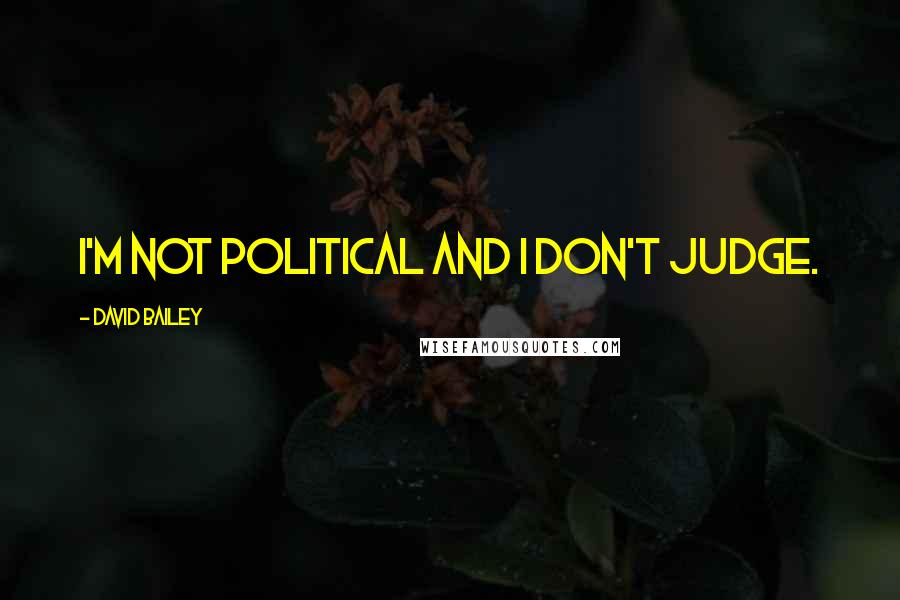 David Bailey Quotes: I'm not political and I don't judge.
