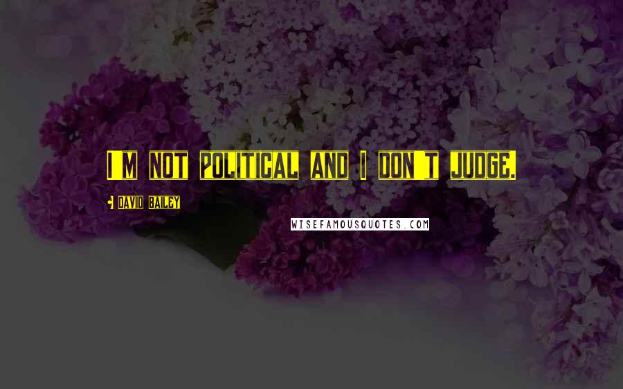 David Bailey Quotes: I'm not political and I don't judge.