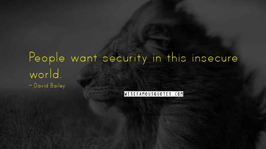 David Bailey Quotes: People want security in this insecure world.