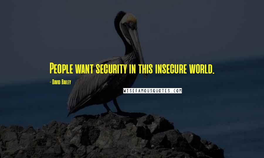 David Bailey Quotes: People want security in this insecure world.